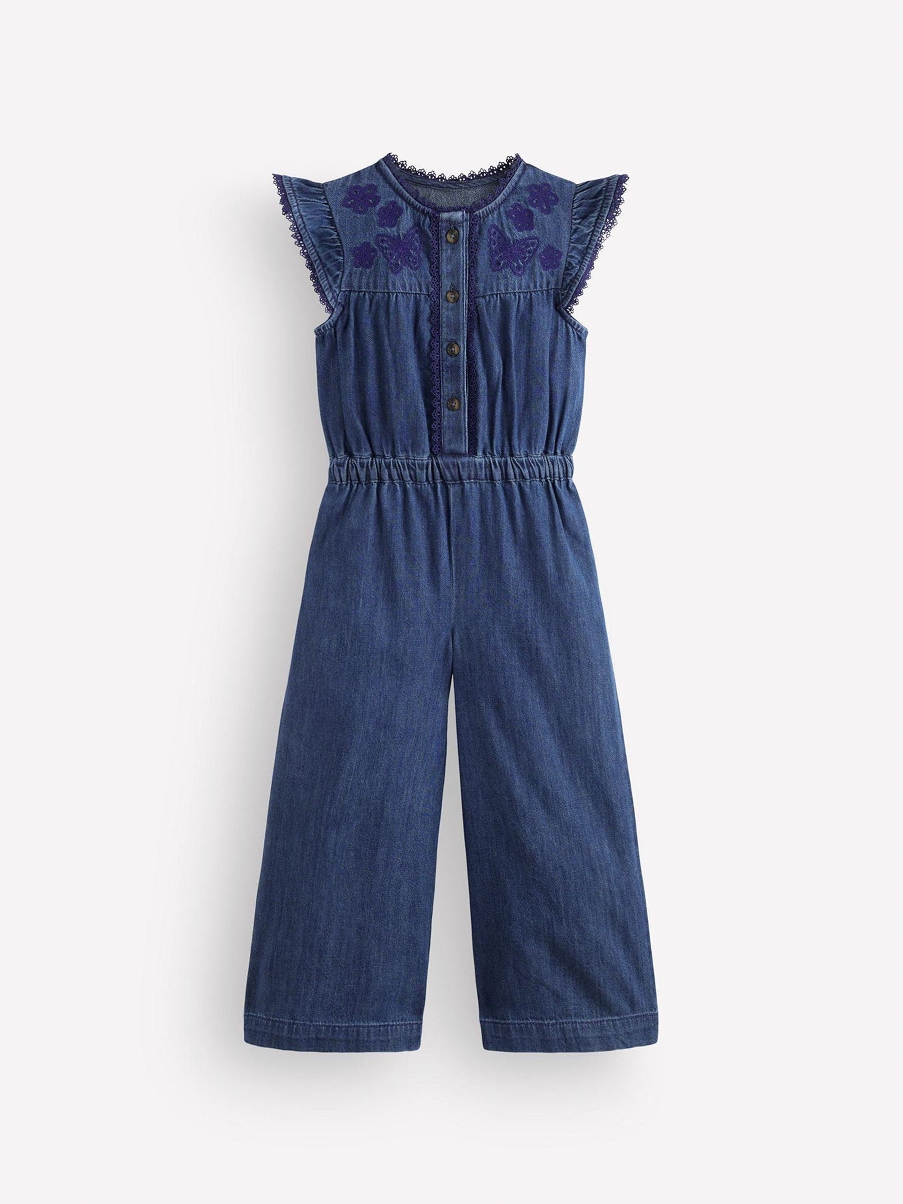 Dsiney Kidz - Boden Blue Flutter Sleeve Denim Jumpsuit image 1