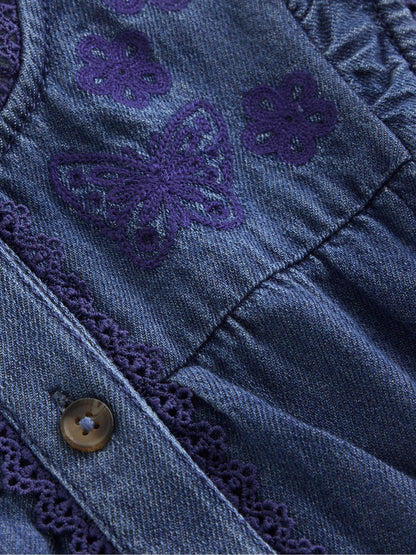 Dsiney Kidz - Boden Blue Flutter Sleeve Denim Jumpsuit image 3