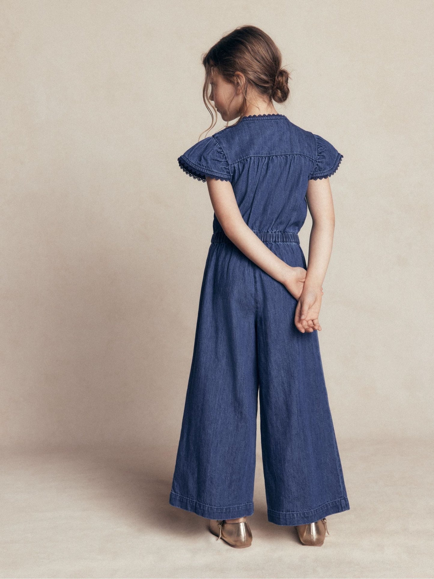 Dsiney Kidz - Boden Blue Flutter Sleeve Denim Jumpsuit image 4