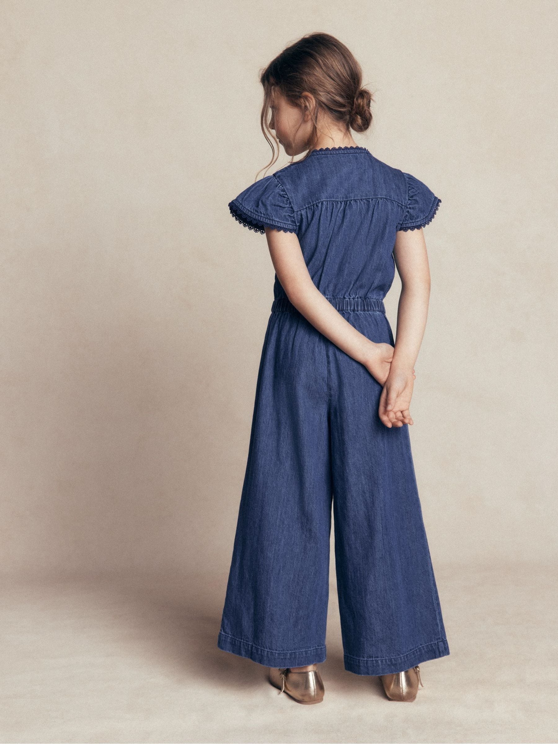 Dsiney Kidz - Boden Blue Flutter Sleeve Denim Jumpsuit image 4