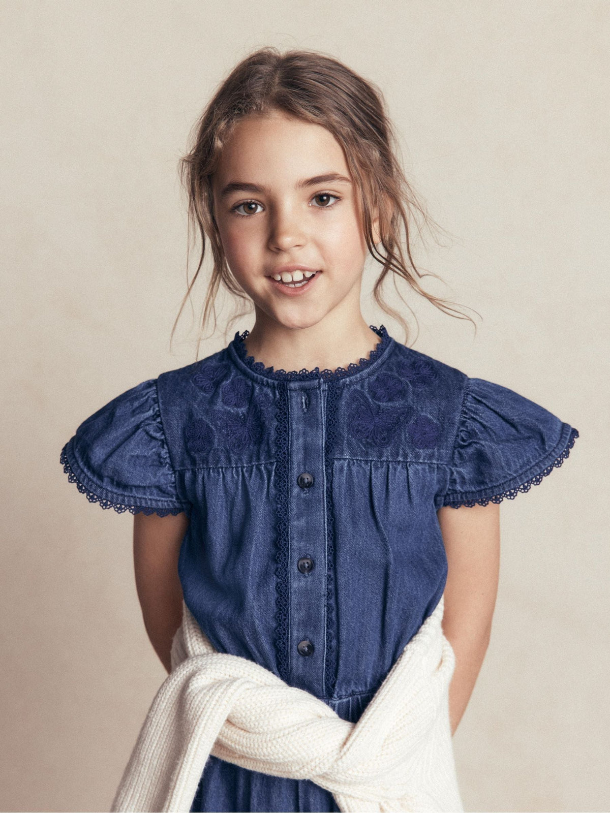 Dsiney Kidz - Boden Blue Flutter Sleeve Denim Jumpsuit image 5