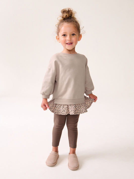 Neutral Tan Long Sleeve Top and Leggings Set (3mths-7yrs) image 1