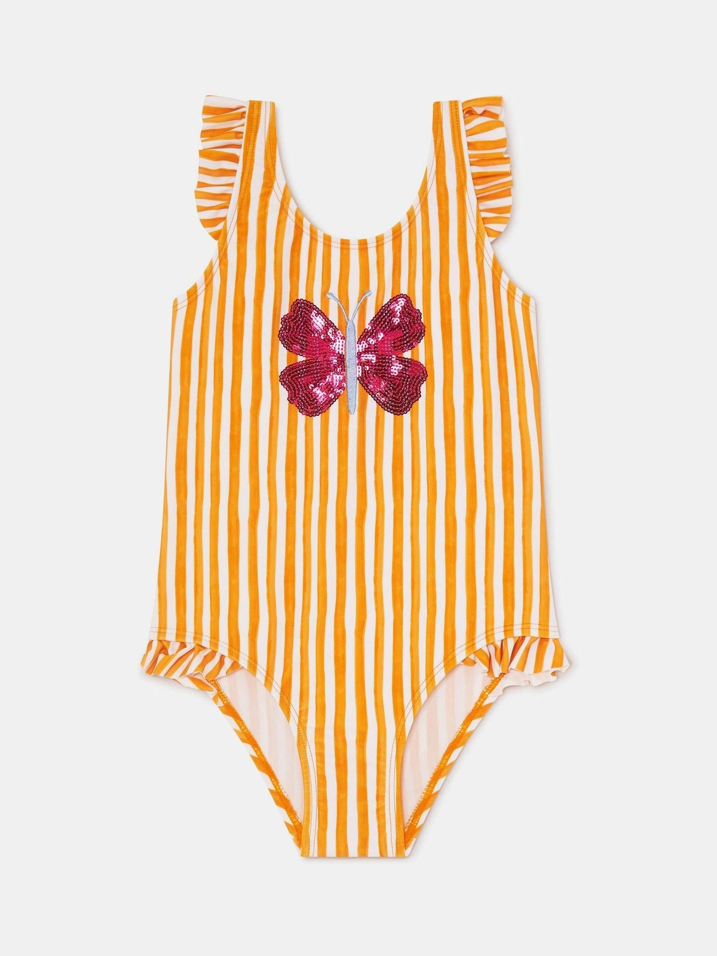 Dsiney Kidz - Angels By Accessorize Yellow Girls Butterfly Embellished Stripe Swimsuit image 1