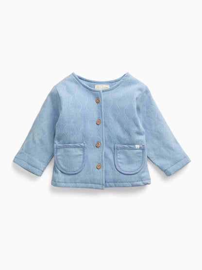 MORI Blue Light Wash Denim Quilted Button Down Jacket - image 2