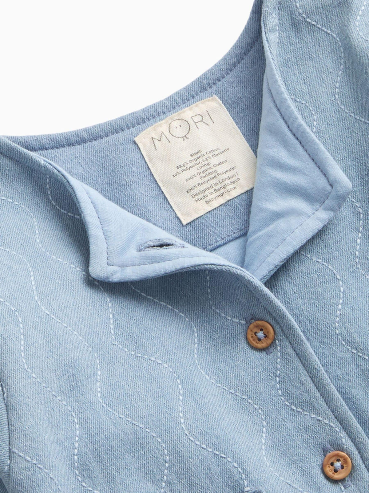 MORI Blue Light Wash Denim Quilted Button Down Jacket - image 3