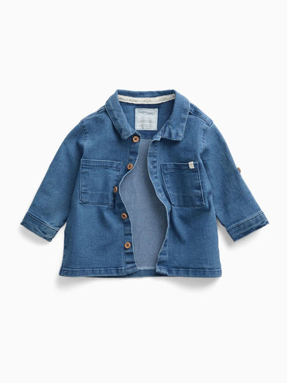 MORI Dark Blue Denim Button-Down Shirt - image 1
