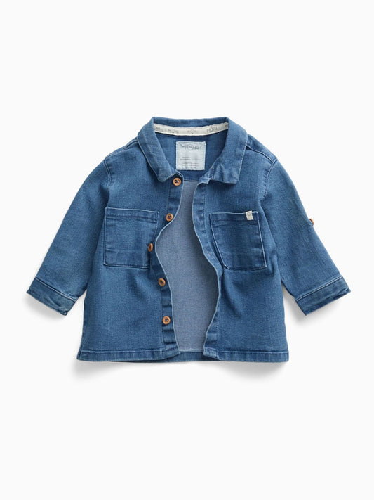 MORI Dark Blue Denim Button-Down Shirt - image 1