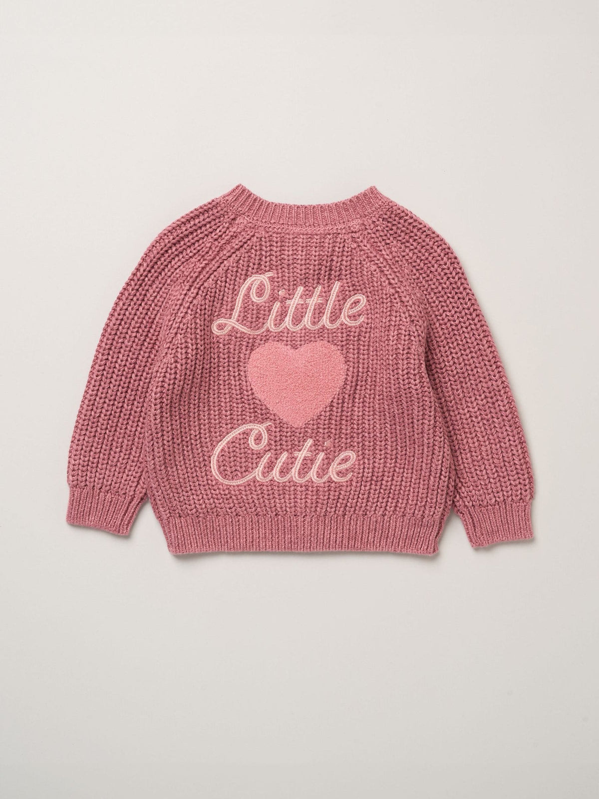 Rock-A-Bye Baby Boutique Pink Chunky Knitted Embroidered Cardigan - image 1