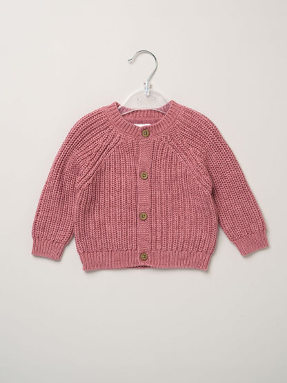 Rock-A-Bye Baby Boutique Pink Chunky Knitted Embroidered Cardigan - image 2