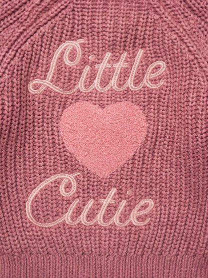 Rock-A-Bye Baby Boutique Pink Chunky Knitted Embroidered Cardigan - image 3