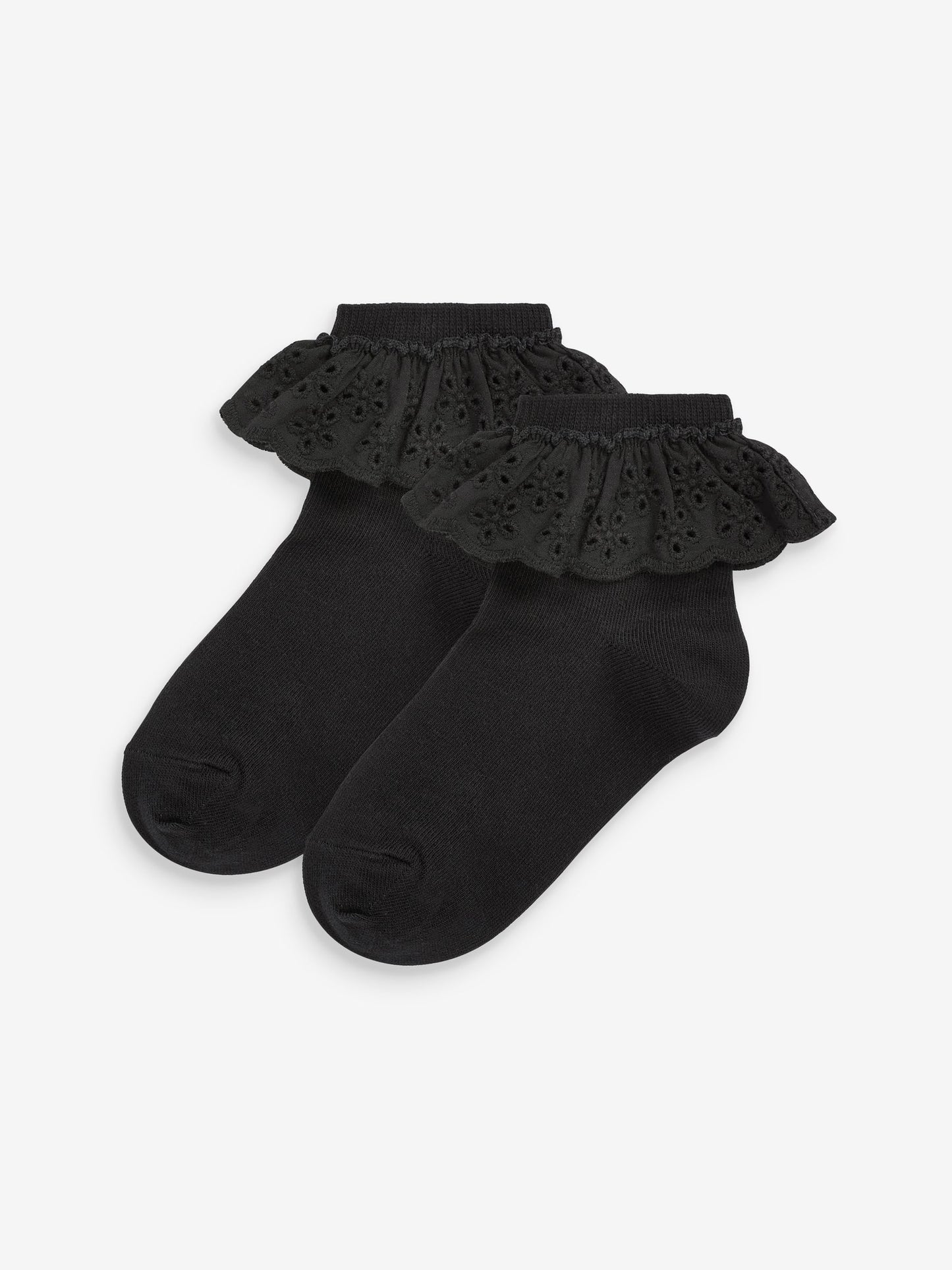Black 2 Pack Cotton Rich Ruffle Ankle Socks image 1