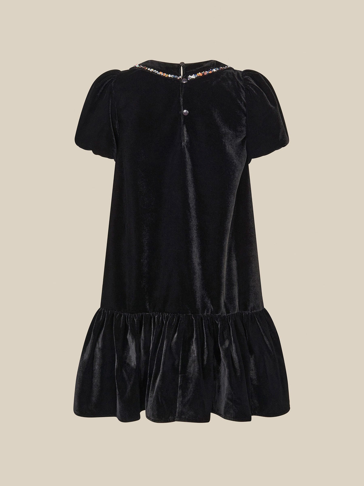 Monsoon Black Mara Sequin Bow Velvet Swing Dress - image 3