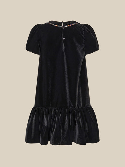 Monsoon Black Mara Sequin Bow Velvet Swing Dress - image 3