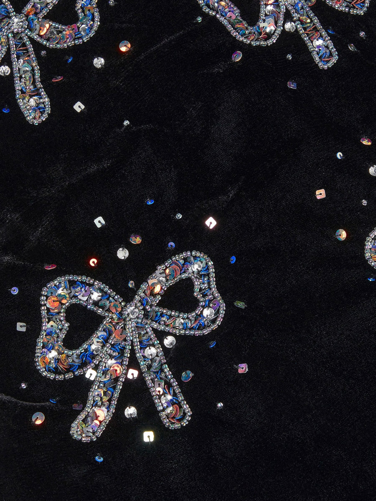 Monsoon Black Mara Sequin Bow Velvet Swing Dress - image 4