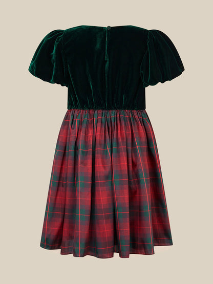 Monsoon Green Elspeth Puff Sleeve Tartan Party Dress - image 2