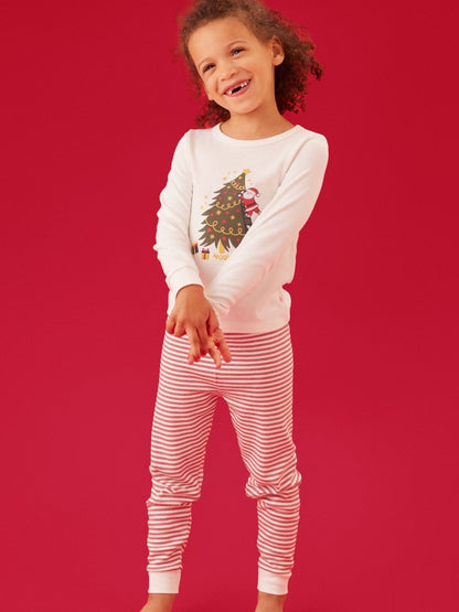 MORI Cream Supersoft Christmas Tree Placement Print Pyjamas Set - image 1