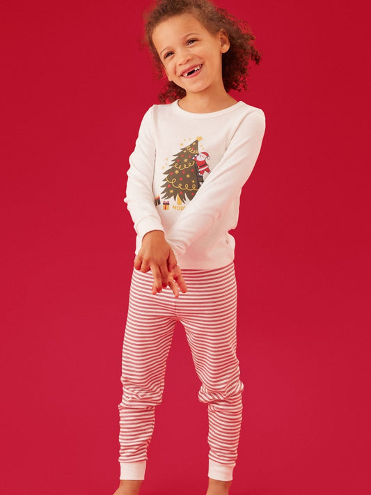 MORI Cream Supersoft Christmas Tree Placement Print Pyjamas Set - image 1