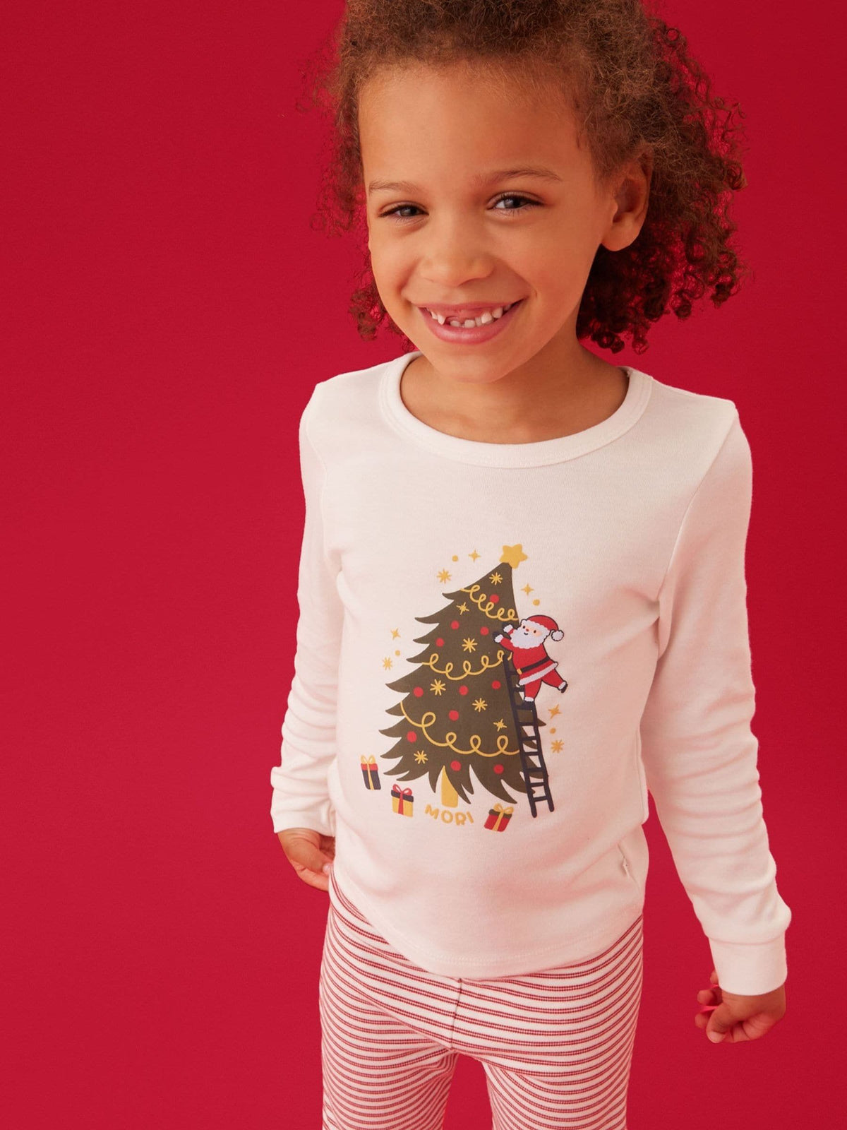 MORI Cream Supersoft Christmas Tree Placement Print Pyjamas Set - image 2