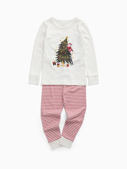MORI Cream Supersoft Christmas Tree Placement Print Pyjamas Set - image 3