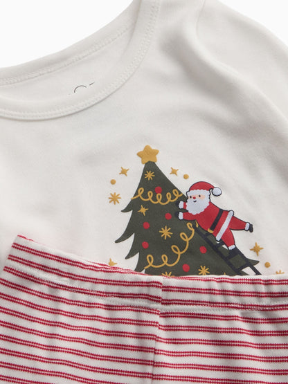 MORI Cream Supersoft Christmas Tree Placement Print Pyjamas Set - image 4