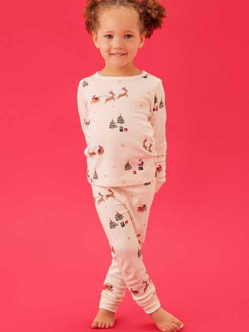 Dsiney Kidz - MORI Cream Supersoft Christmas Sleigh Pyjamas Set image 1