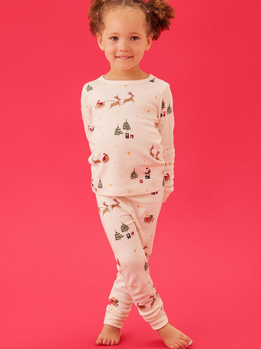 Dsiney Kidz - MORI Cream Supersoft Christmas Sleigh Pyjamas Set image 1