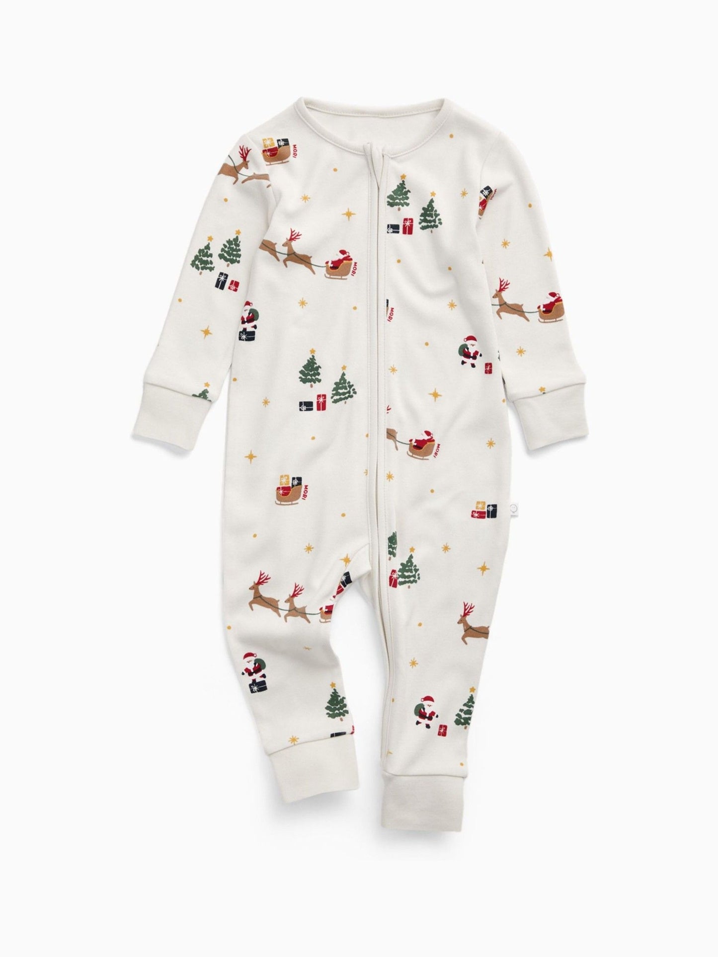 Dsiney Kidz - MORI Cream Supersoft Christmas Sleigh Two Way Zip-Up Sleepsuit image 3
