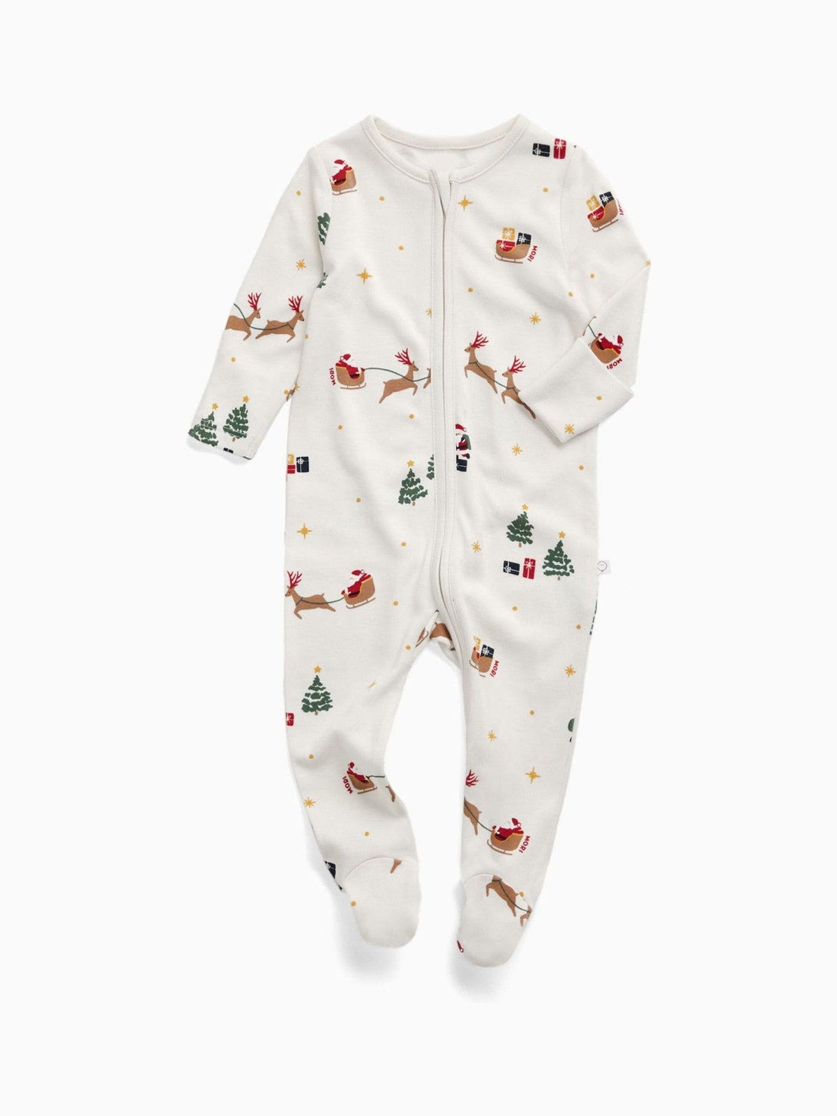 Dsiney Kidz - MORI Cream Supersoft Christmas Sleigh Two Way Zip-Up Sleepsuit image 4