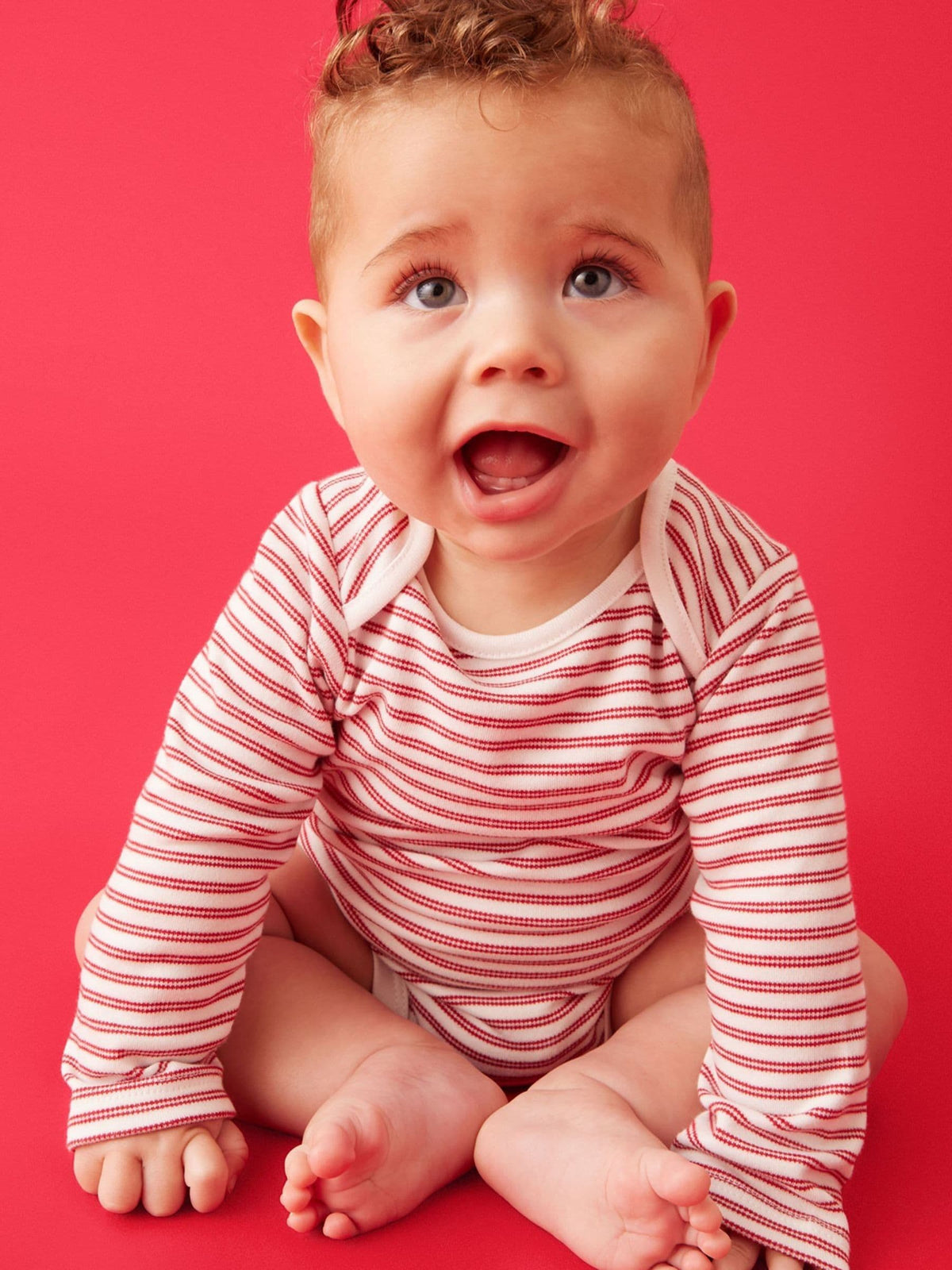 Dsiney Kidz - MORI Red Stripe Supersoft Long Sleeve Bodysuit image 1