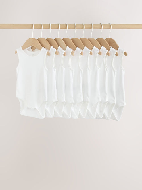 Dsiney Kidz - White 10 Pack Baby Vest Bodysuits image 1
