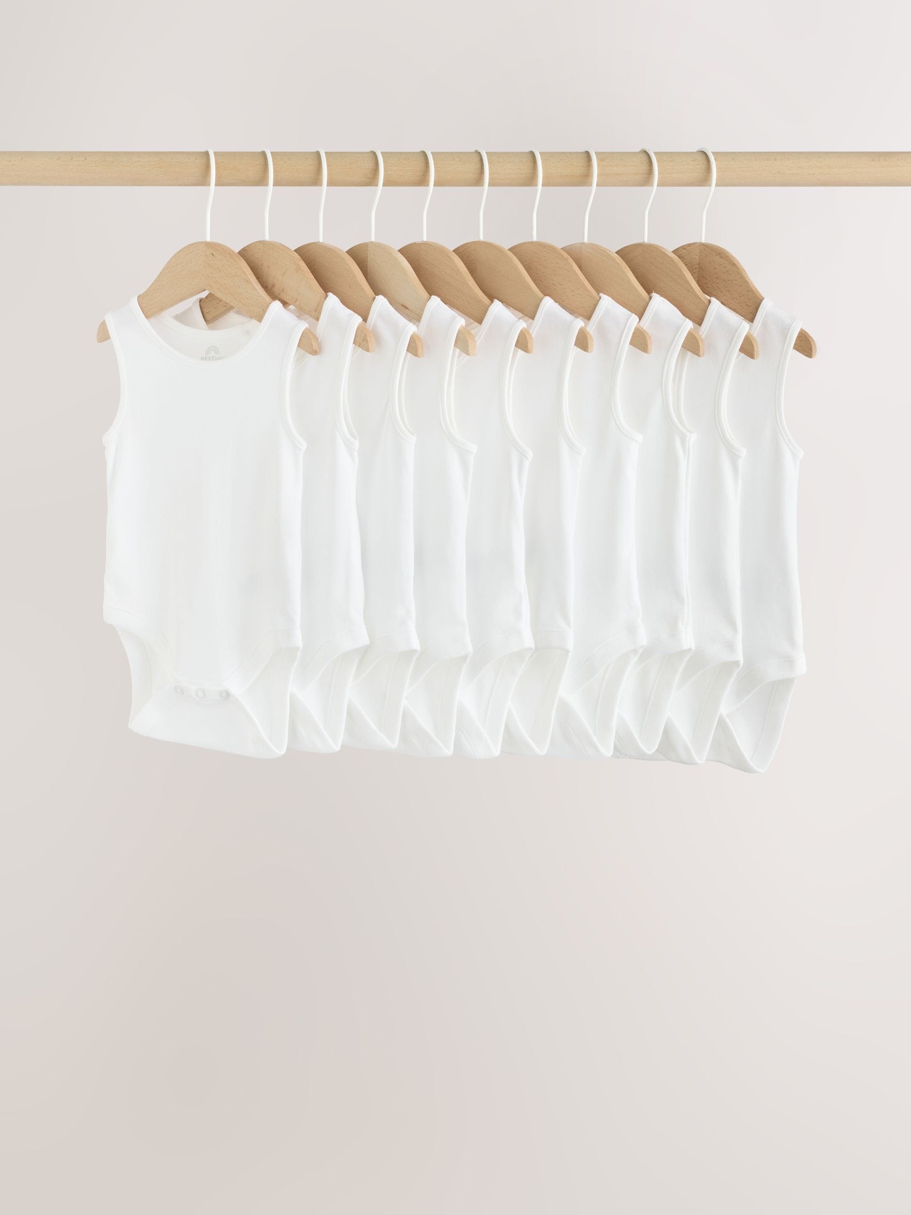 White 10 Pack Baby Vest Bodysuits image 1