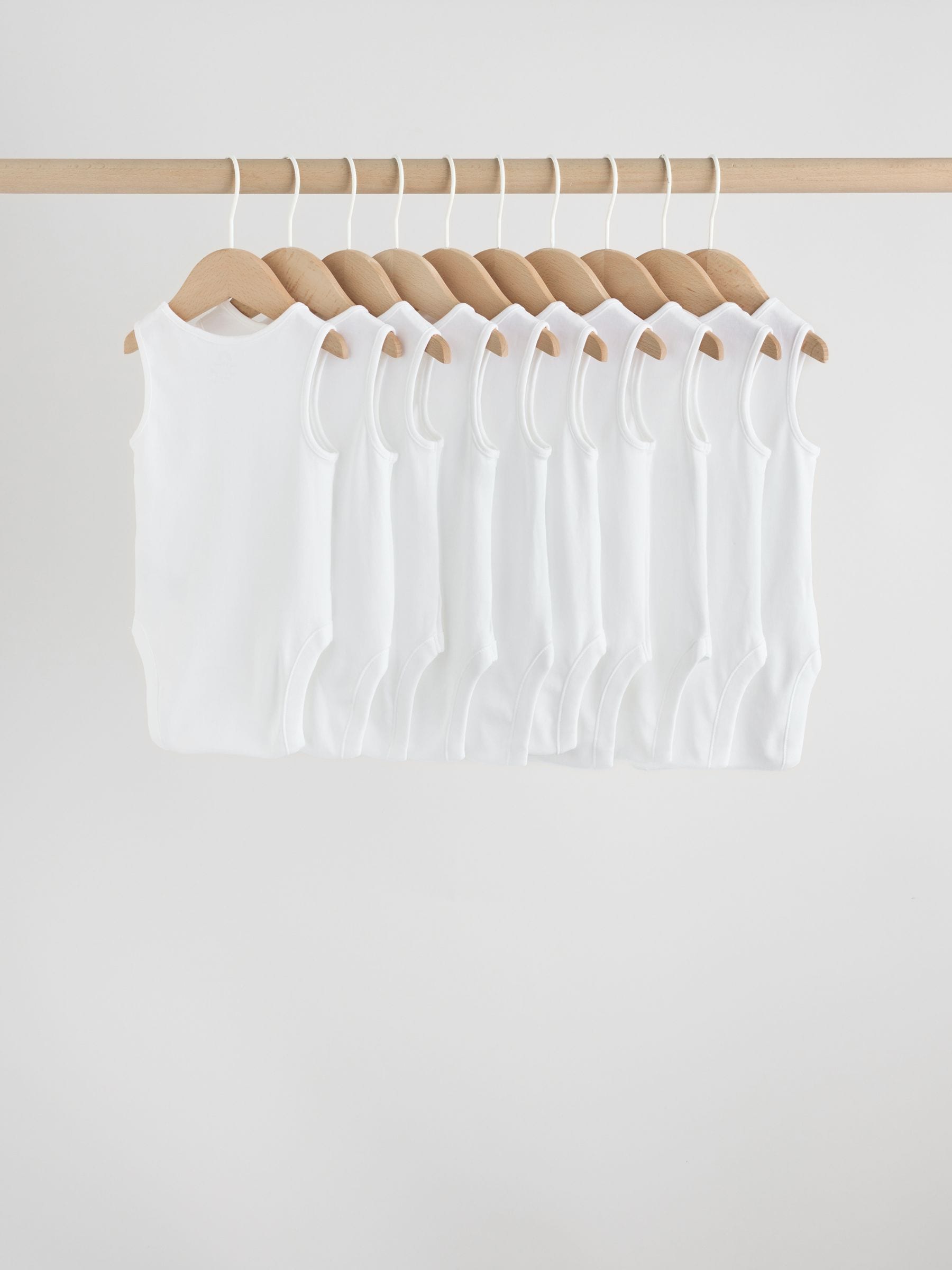 White 10 Pack Baby Vest Bodysuits image 3