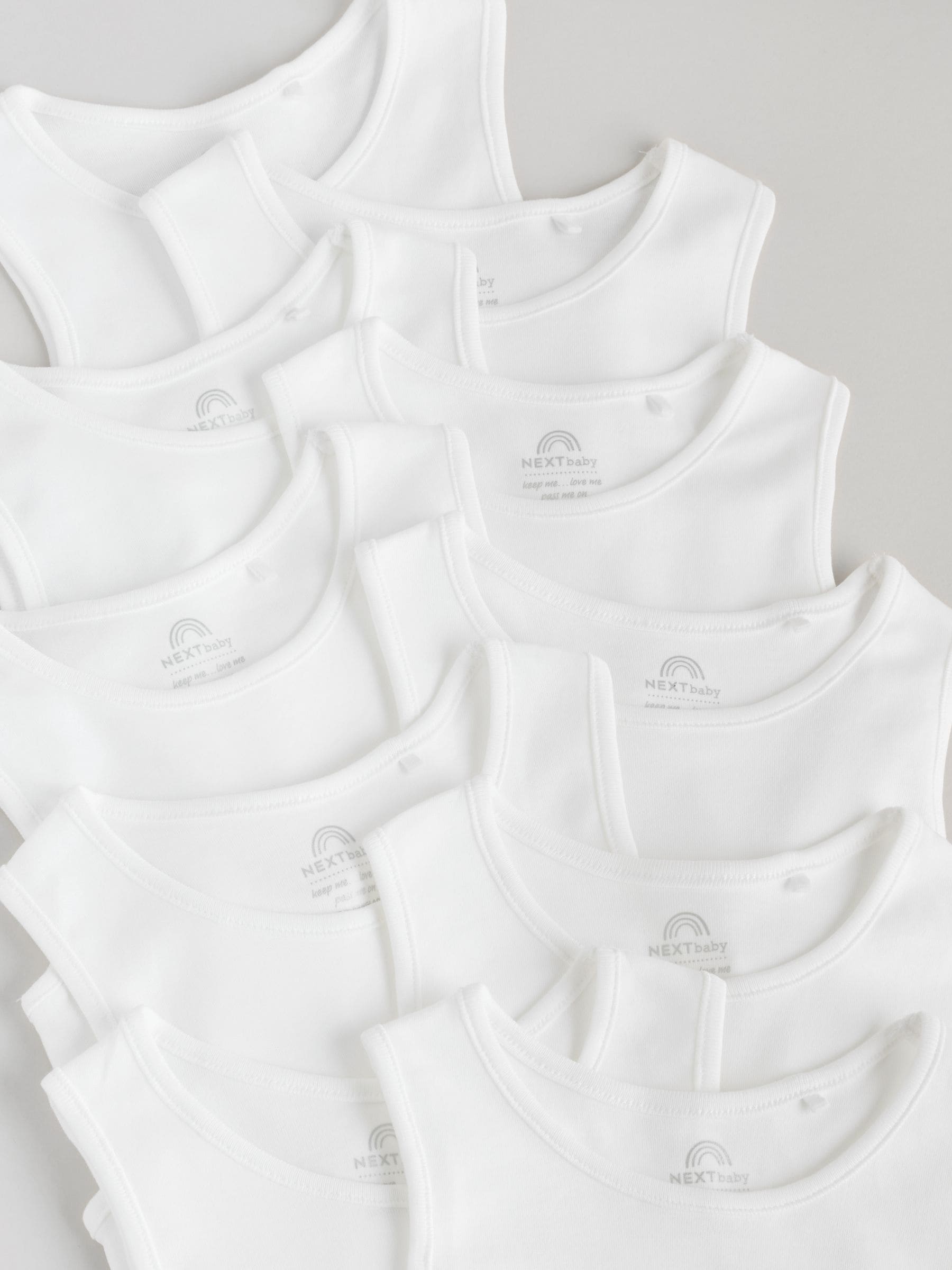 White 10 Pack Baby Vest Bodysuits image 7