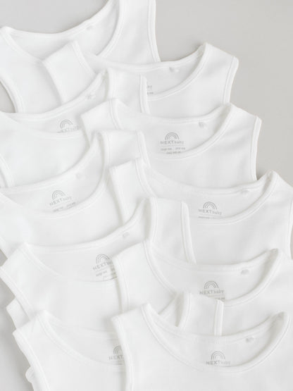 White 10 Pack Baby Vest Bodysuits image 7