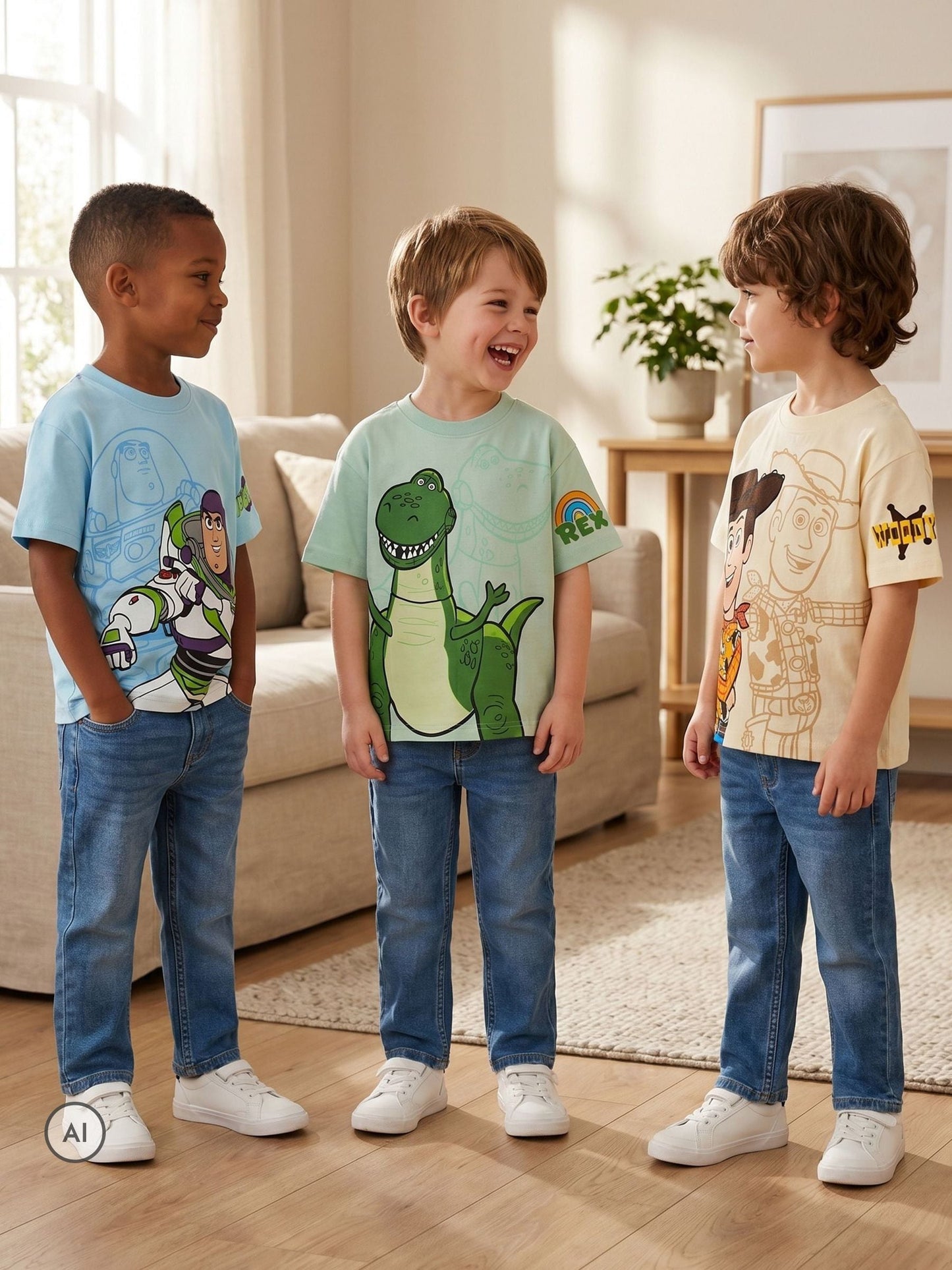 Dsiney Kidz - Vanilla Underground White Disney Toy Story Woody Buzz and Rex Short-Sleeved T-Shirts 3 Pack image 1