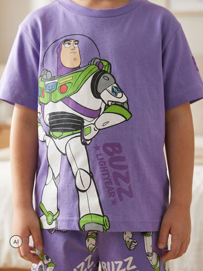 Dsiney Kidz - Vanilla Underground Green Toy Story Buzz Rex and Aliens Multi-Pack of 3 Short Sleeve Short Leg Pyjama Set image 3