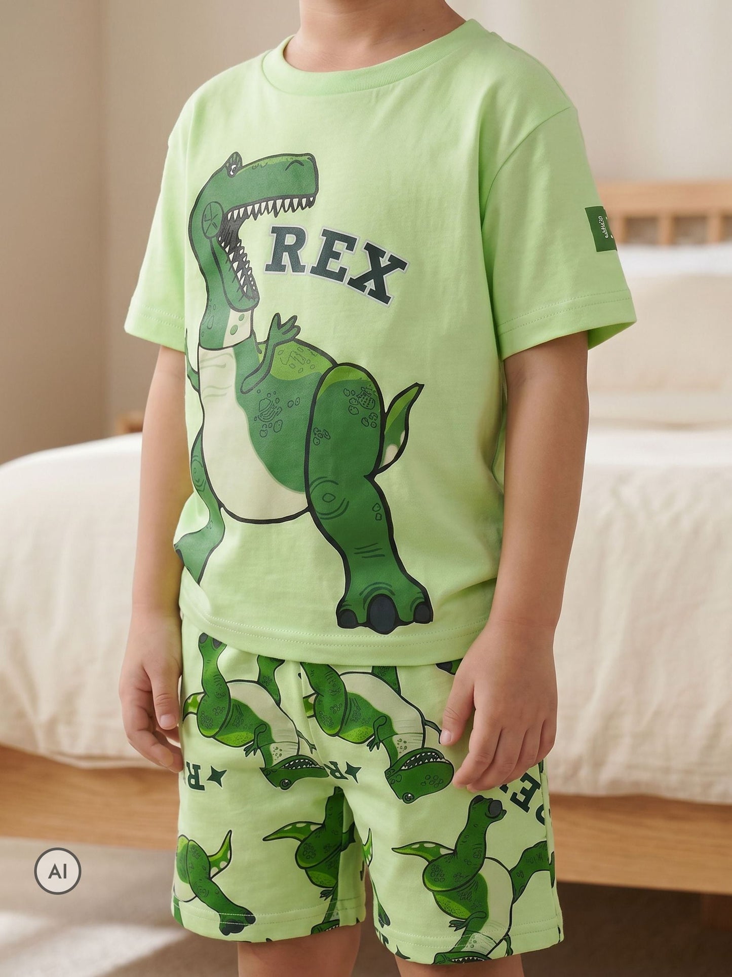 Dsiney Kidz - Vanilla Underground Green Toy Story Buzz Rex and Aliens Multi-Pack of 3 Short Sleeve Short Leg Pyjama Set image 4