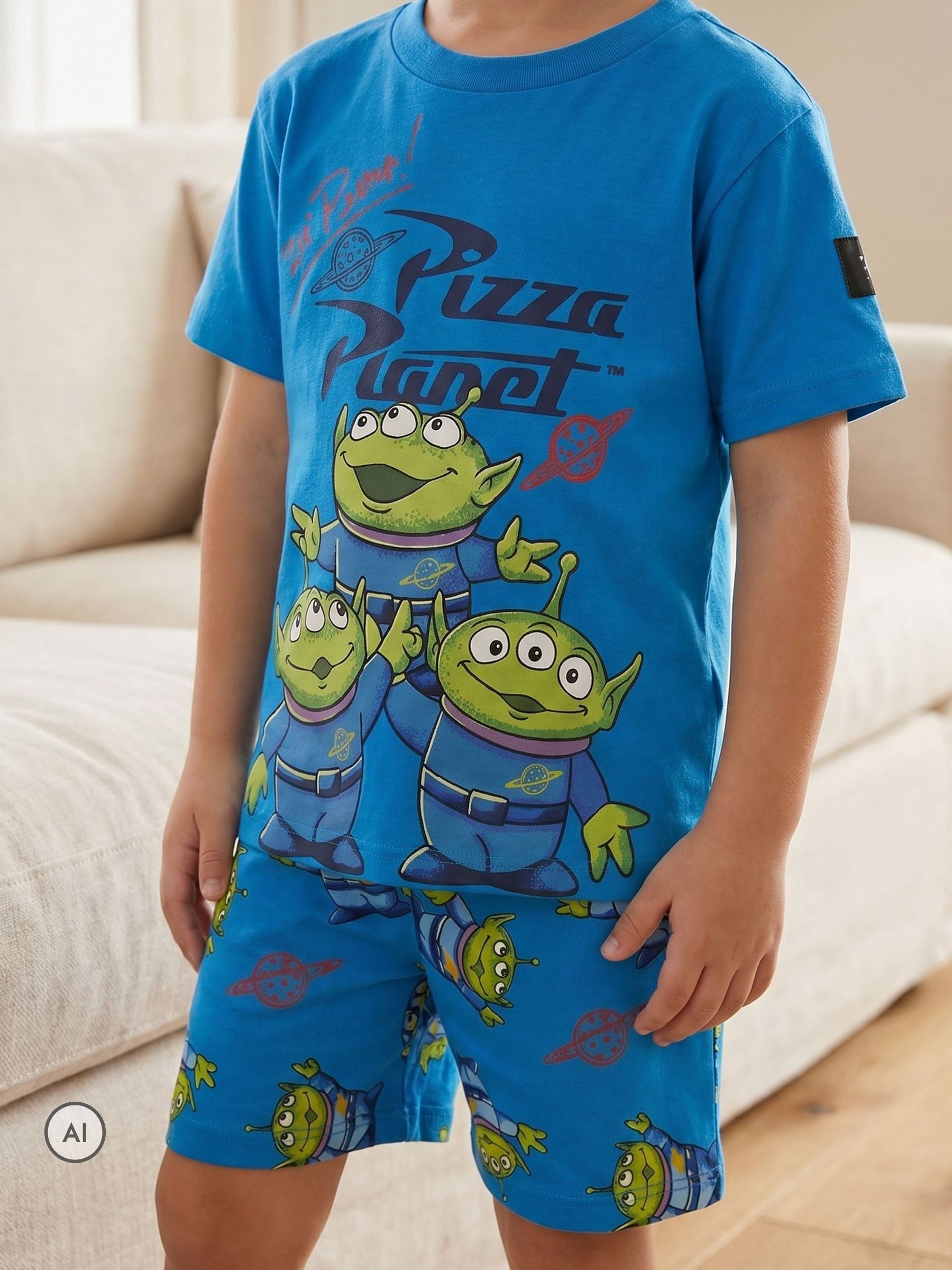 Dsiney Kidz - Vanilla Underground Green Toy Story Buzz Rex and Aliens Multi-Pack of 3 Short Sleeve Short Leg Pyjama Set image 5