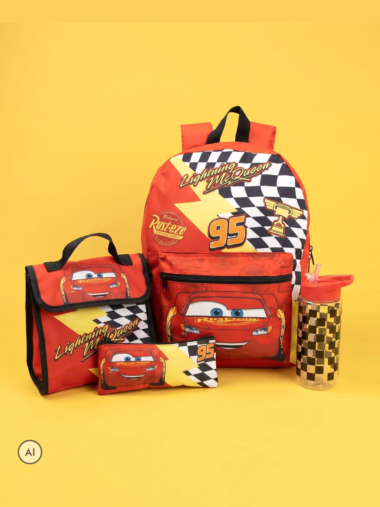 Vanilla Underground Red Disney Cars Lightning McQueen Backpack Set 4 Piece image 1