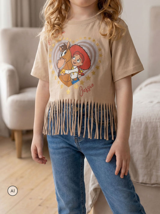 Dsiney Kidz - Vanilla Underground Brown Disney Jessie and Bullseye Fringe Short Sleeved T-Shirt image 1