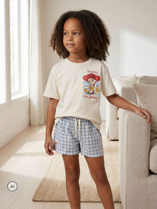 Dsiney Kidz - Vanilla Underground White Disney Toy Story Jessie and Bullseye T-Shirt and Shorts Set image 1