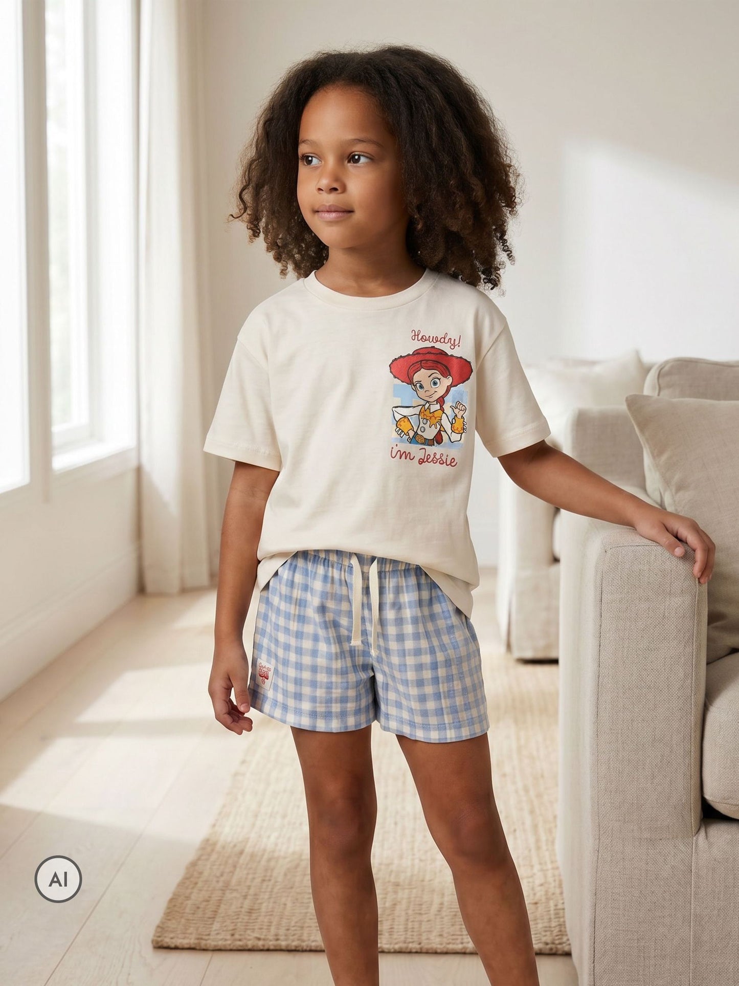 Dsiney Kidz - Vanilla Underground White Disney Toy Story Jessie and Bullseye T-Shirt and Shorts Set image 1