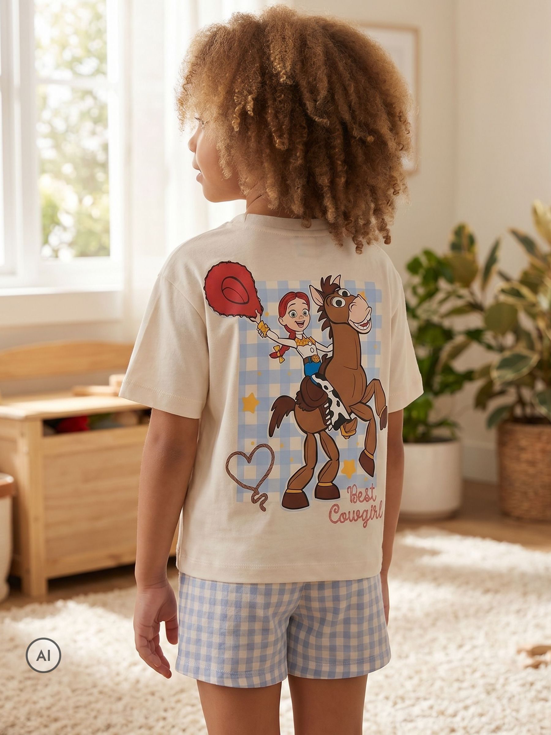 Dsiney Kidz - Vanilla Underground White Disney Toy Story Jessie and Bullseye T-Shirt and Shorts Set image 2