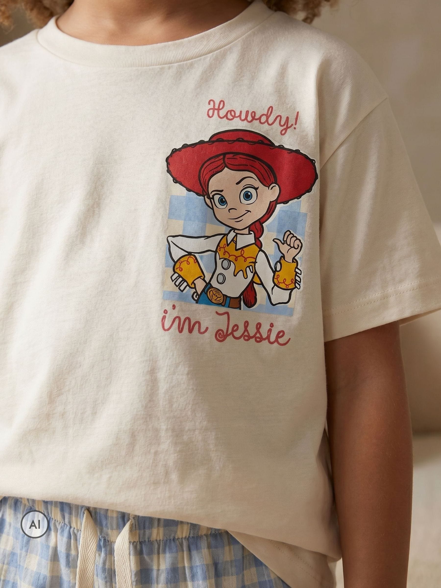 Dsiney Kidz - Vanilla Underground White Disney Toy Story Jessie and Bullseye T-Shirt and Shorts Set image 3