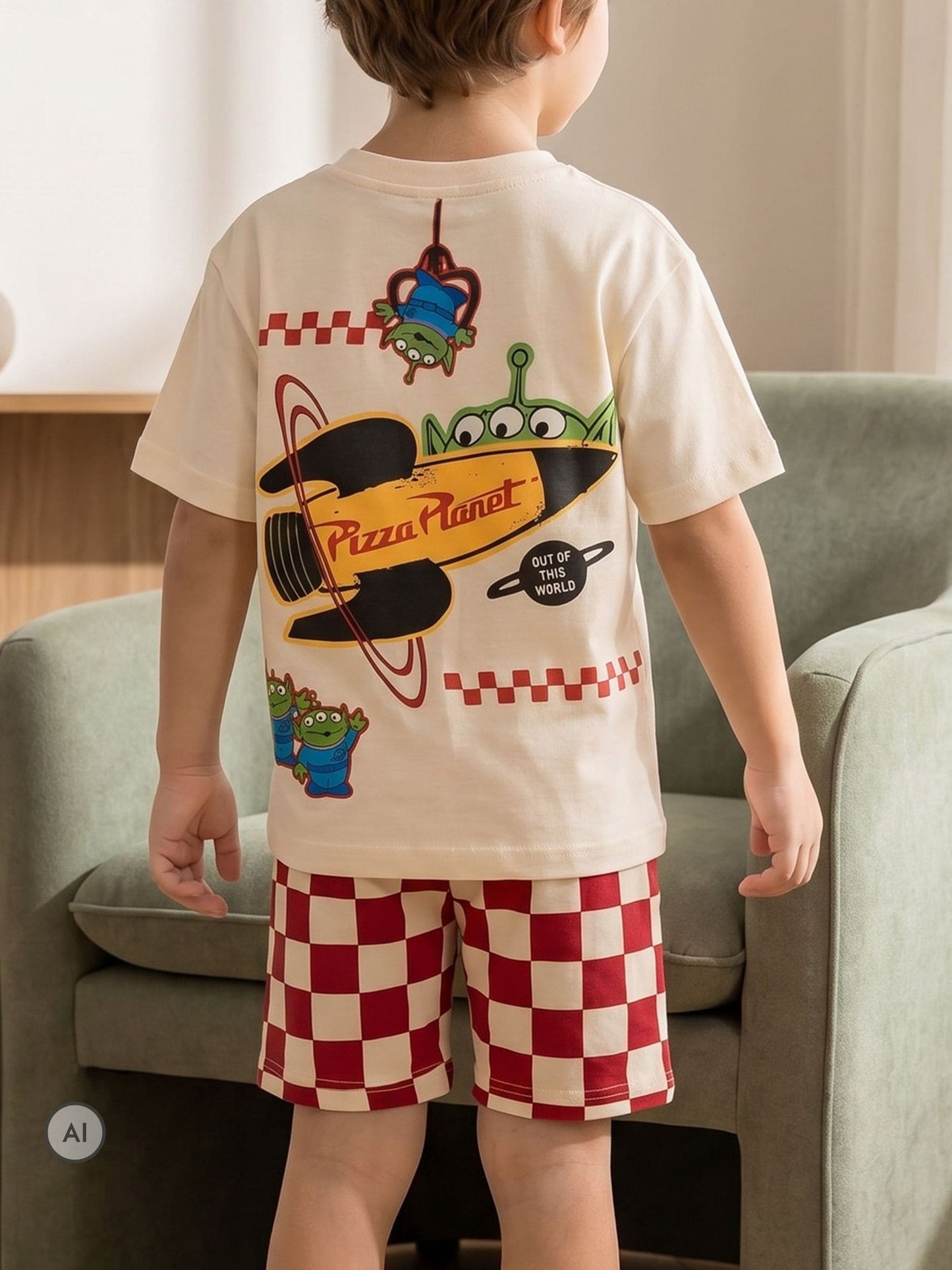 Dsiney Kidz - Vanilla Underground Brown Disney Toy Story Aliens T-Shirt and Shorts Set image 2