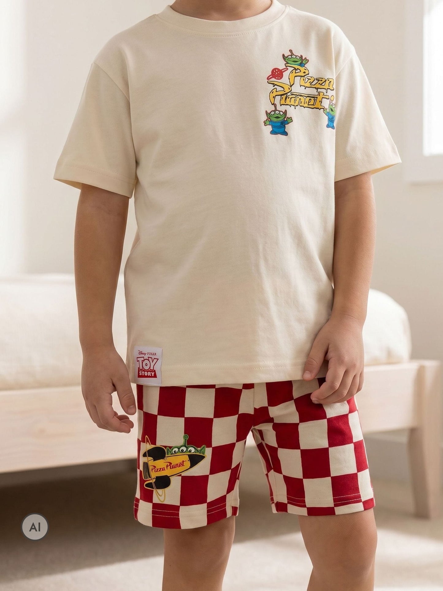 Dsiney Kidz - Vanilla Underground Brown Disney Toy Story Aliens T-Shirt and Shorts Set image 3