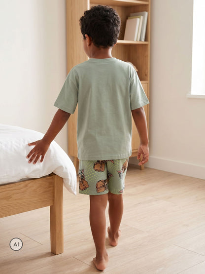 Dsiney Kidz - Vanilla Underground Grey Star Wars Mandalorian and Grogu Multi-Pack of 2 Short Sleeve Short Leg Pyjamas Set image 3