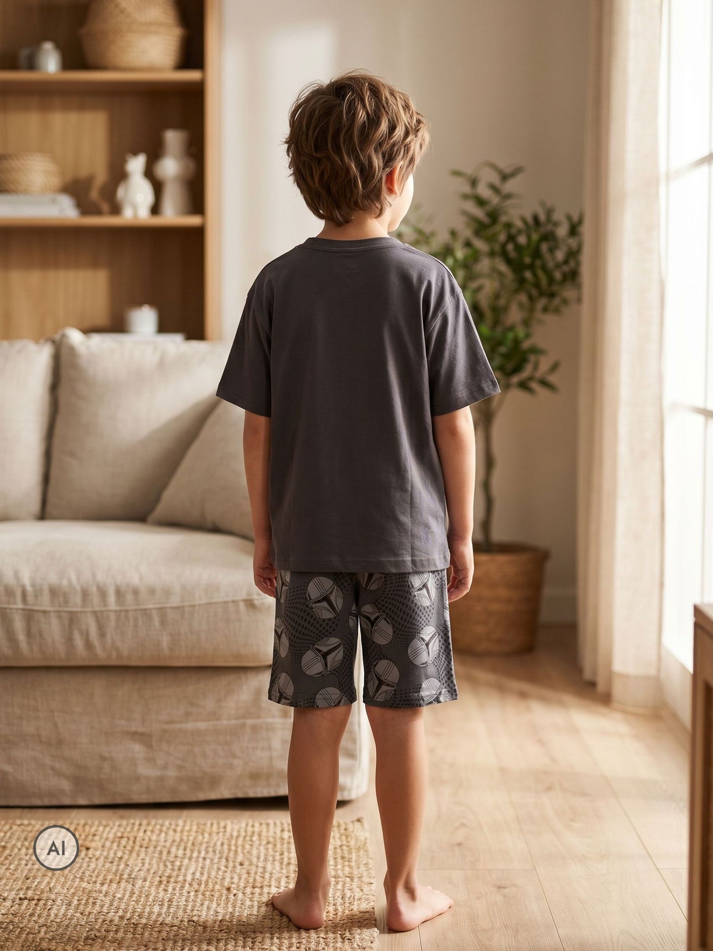 Dsiney Kidz - Vanilla Underground Grey Star Wars Mandalorian and Grogu Multi-Pack of 2 Short Sleeve Short Leg Pyjamas Set image 4