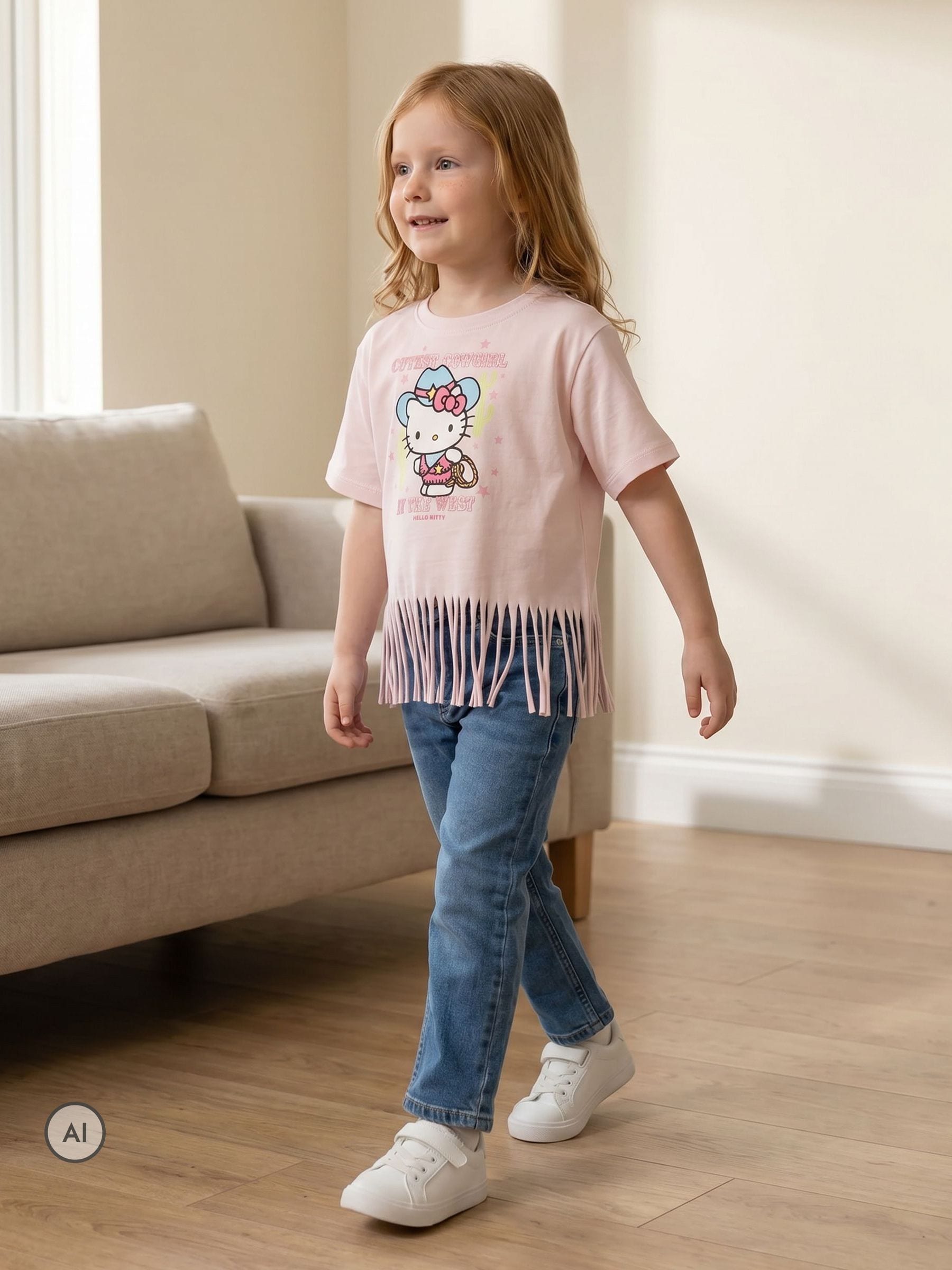 Dsiney Kidz - Vanilla Underground Pink Hello Kitty Fringe Short Sleeved T-Shirt image 1