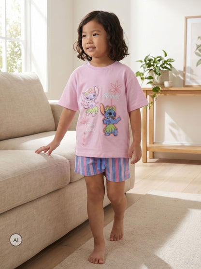 Dsiney Kidz - Vanilla Underground Pink Lilo & Stitch T-Shirt and Shorts Set image 1